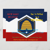 Baby Shower Invitation with Flag of Utah, USA Einladung (Vorne/Hinten)