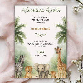Baby shower invitation with jungle themed animals  einladung