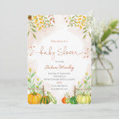 Baby shower invitation with pumpkins einladung (Stehend Vorderseite)