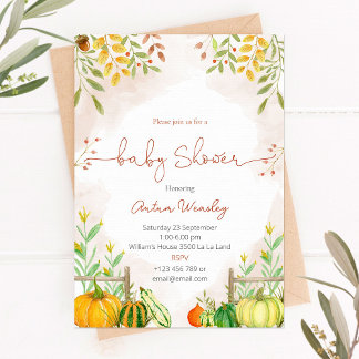 Baby shower invitation with pumpkins einladung