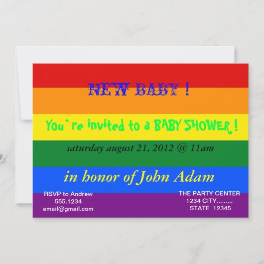 Baby Shower Invitation with Rainbow Flag Einladung (Vorderseite)