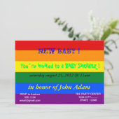 Baby Shower Invitation with Rainbow Flag Einladung (Stehend Vorderseite)