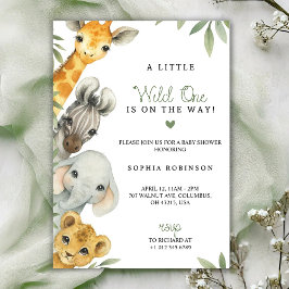 Baby shower invitation with watercolour animals  einladung