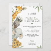 Baby shower invitation with watercolour animals einladung (Vorderseite)