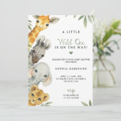 Baby shower invitation with watercolour animals einladung (Stehend Vorderseite)