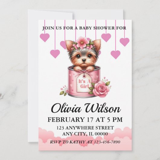 Baby Shower Invitations, Puppy Theme Invitations Einladung (Vorderseite)