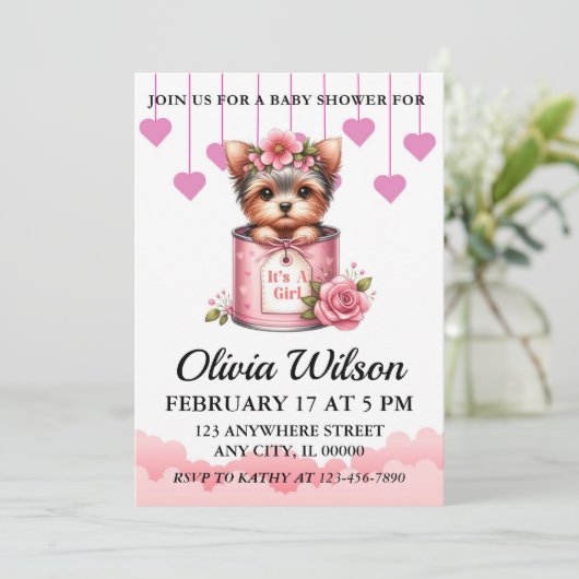 Baby Shower Invitations, Puppy Theme Invitations Einladung (Stehend Vorderseite)
