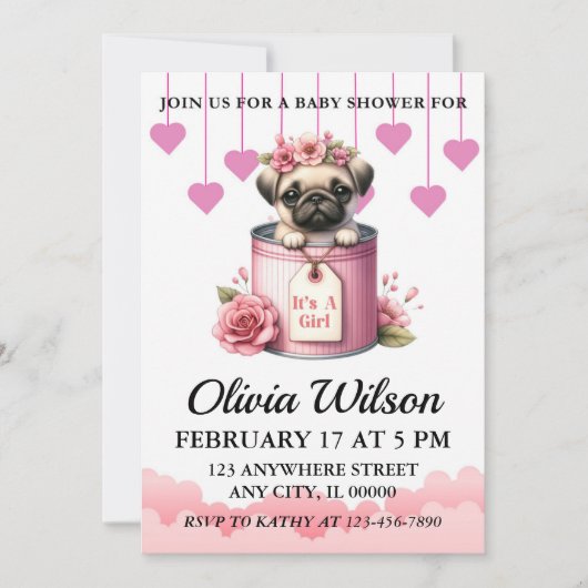 Baby Shower Invitations, Puppy Theme Invitations Einladung (Vorderseite)