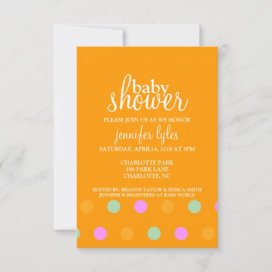 Baby Shower Invite - Dots II - Orange Einladung (Vorderseite)