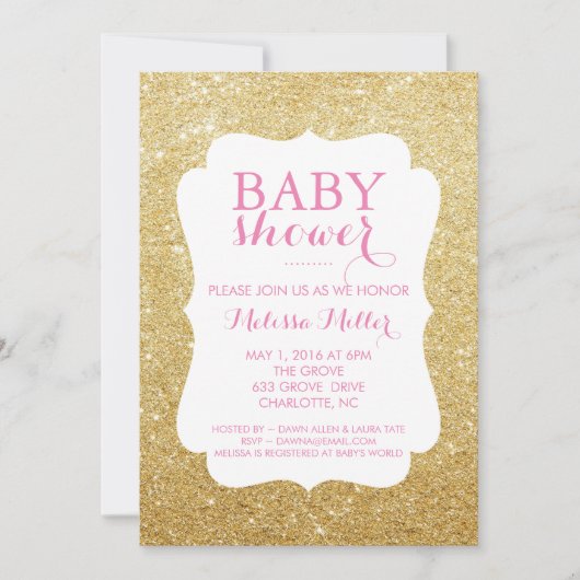 Baby Shower Invite - Glittered - Einladung (Vorderseite)