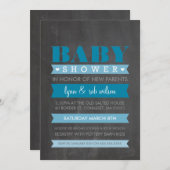 BABY SHOWER INVITE Moderne Kalkboard blau Einladung (Vorne/Hinten)