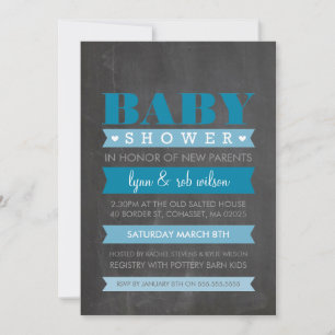 BABY SHOWER INVITE Moderne Kalkboard blau Einladung