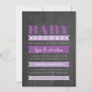 BABY SHOWER INVITE Modernes Chalkboard lila Einladung
