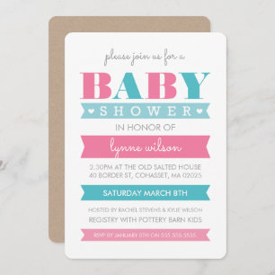 BABY SHOWER INVITE Modernes Geschlecht offenbart r Einladung