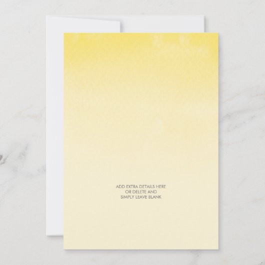 BABY SHOWER INVITE ombre Aquarell lila gelb Einladung (Rückseite)