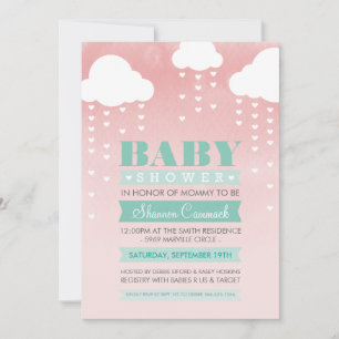 BABY SHOWER INVITE ombre Aquarell Minze Koralle Einladung
