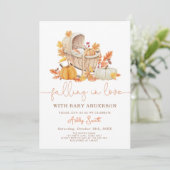 Baby Shower Invite Pumpkin Falling in Love Autumn Einladung (Stehend Vorderseite)
