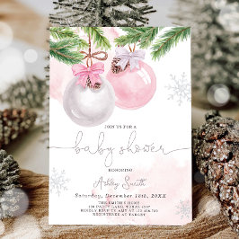 Baby Shower Invite Winter Christmas Pink Girl Einladung