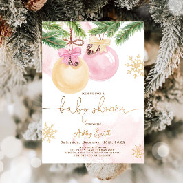 Baby Shower Invite Winter Christmas Pink Girl Einladung
