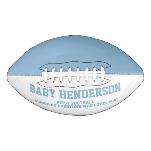 Baby Shower It's A Boy Sports Blue White First  Football (Vorderseite)
