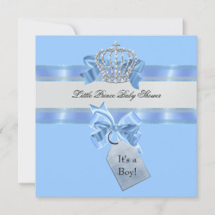 Baby Shower Junge Blau Kleiner Prinz Krone Einladung