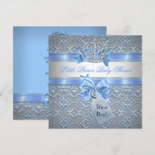 Baby Shower Junge Blau Kleiner Prinz Krone Einladung