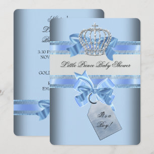 Baby Shower Junge Blau Kleiner Prinz Krone Einladung