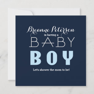 Baby Shower JUNGE Blau Navy Modern Saubere Einladu Einladung