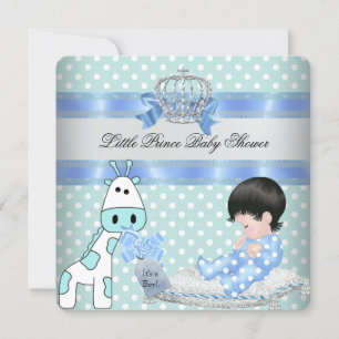 Baby Shower Junge Blau Türkis Krone Giraffe Einladung