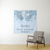 Baby Shower Junge blauer Glitzer Ballons Silber Wandteppich (Beispiel)