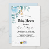 Baby Shower Junge blühende Blumengrün Mutter zu se Einladung (Vorne/Hinten)