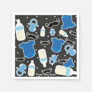 Baby Shower Junge Dinge Blau & Grau Moderne Party Serviette