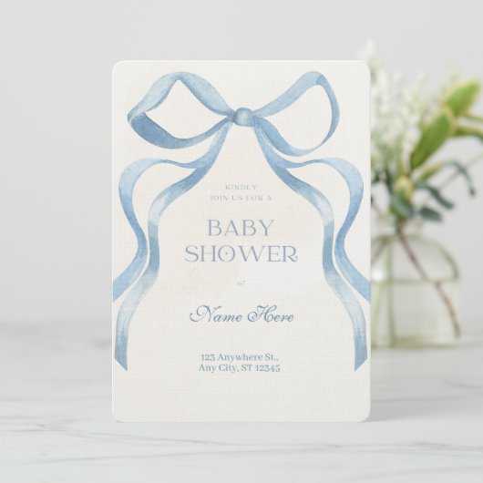 Baby Shower Junge Einladung (Stehend Vorderseite)
