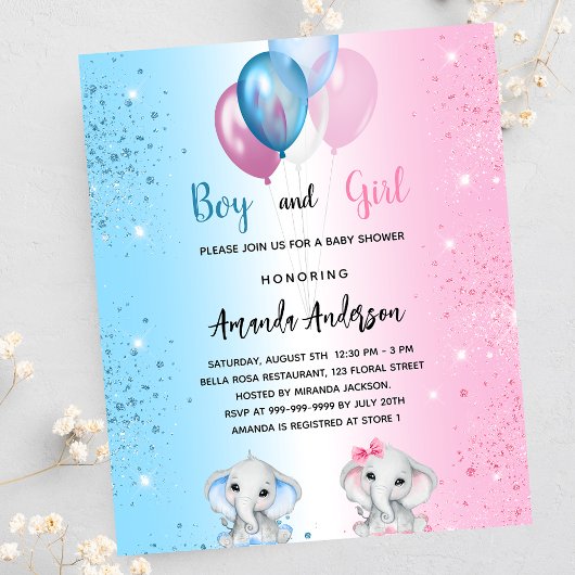 Baby Shower Junge Elefanten Einladung