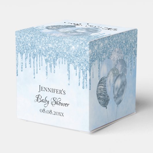 Baby Shower Junge hellblauen Ballons vielen Dank Geschenkschachtel (Rückseite)