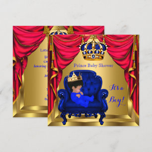 Baby Shower Junge Kleiner Prinz Königlich Blau Rot Einladung