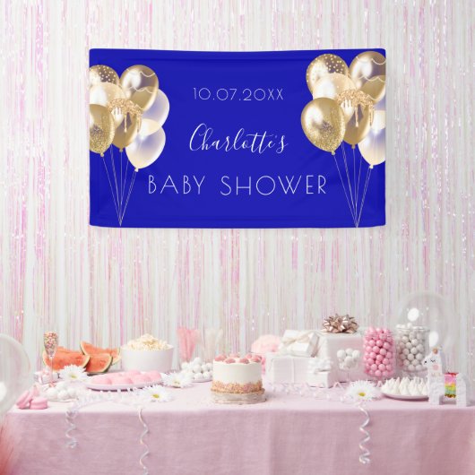 Baby Shower Junge königsblaue Goldballons Party Banner (Party)