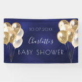 Baby Shower Junge Marine blaue Goldballons Party Banner (Horizontal)