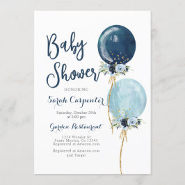 Baby Shower Junge Marine blauen Ballons Einladung