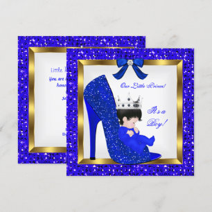 Baby Shower Junge Prinz Royal Blau Schuh Einladung