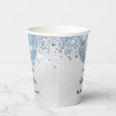 Baby Shower Junge Silberblauer Glitzer Ballons Nam Pappbecher (Rechts)