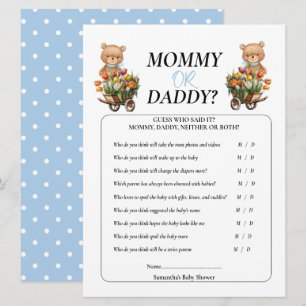 Baby Shower Junge Teddy Mama Papa Rustikale Blumen Einladung