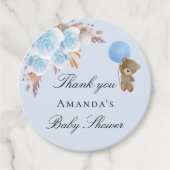 Baby Shower Junge Teddy Pampas Gras vielen Dank Geschenkanhänger (Vorderseite)