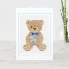 Baby Shower Junge Teddybär gefaltete Grußkarte Karte
