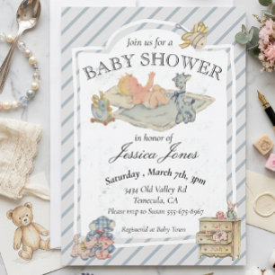 Baby Shower Junge Vintage Kuscheltiere Einladung