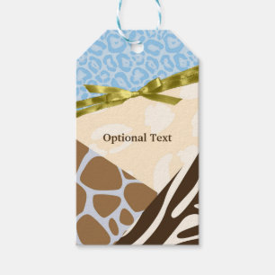 Baby Shower Jungen Blau Safari Thema Druck Geschenkanhänger