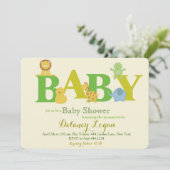 Baby Shower Jungle Tiere Einladungen (Stehend Vorderseite)