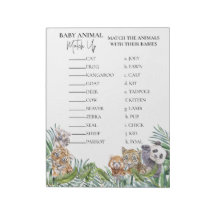 Baby Shower Jungle Tropical Match Up Game
