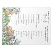Baby Shower Jungle Tropical Match Up Game Notizblock (Vorderseite)
