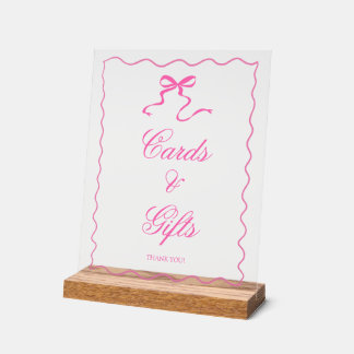 Baby-Shower-Karten und Geschenke-Schild mit rosa S Acrylschild